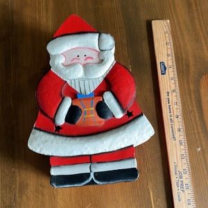 Santa Tin Box. Tree shape. Christmas Decor. Santa Clause tin.